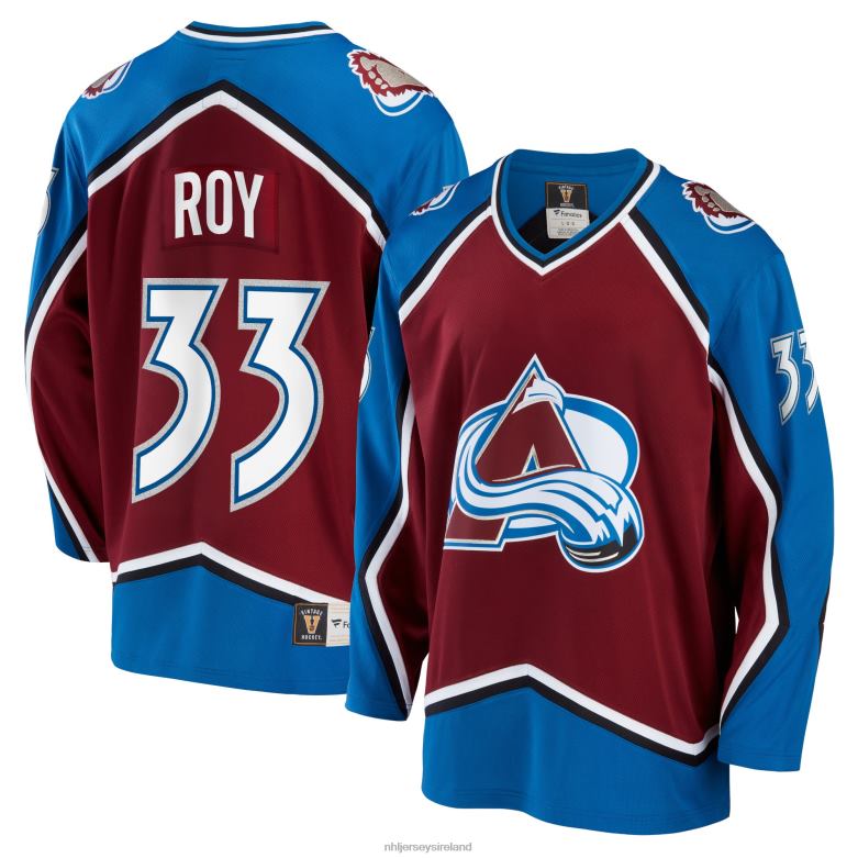 NHL Men Colorado Avalanche Patrick Roy Fanatics Branded Burgundy Breakaway Retired Player Jersey D002V165 Clothing