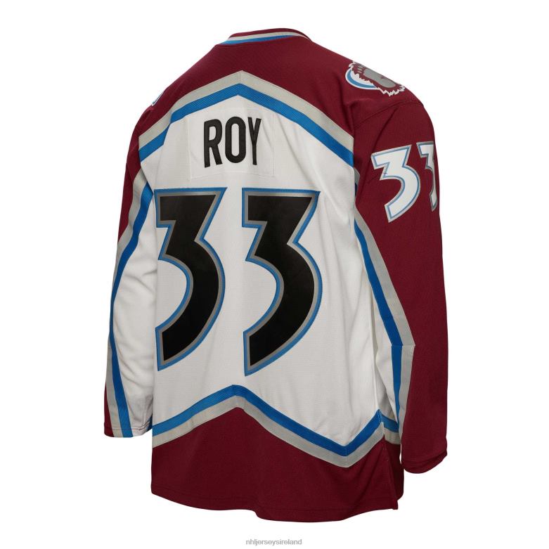 NHL Men Colorado Avalanche Patrick Roy Mitchell  Ness White 2000 Blue Line Player Jersey D002V186 Clothing