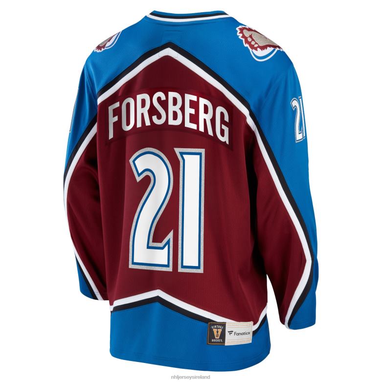 NHL Men Colorado Avalanche Peter Forsberg Fanatics Branded Burgundy Breakaway Retired Player Jersey D002V57 Clothing