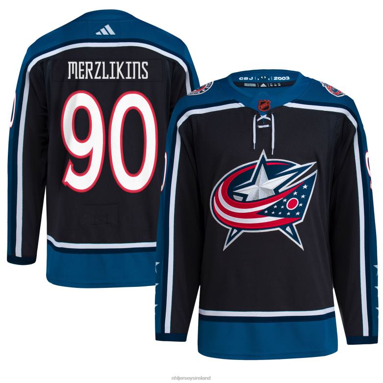 NHL Men Columbus Blue Jackets Elvis Merzlikins Adidas Black Reverse Retro 20 Authentic Player Jersey D002V705 Clothing