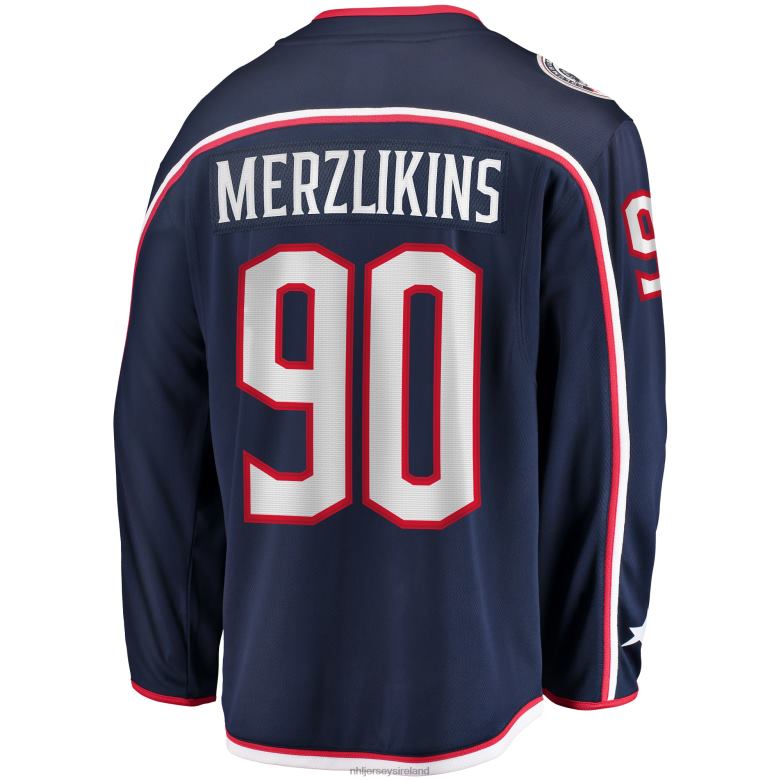 NHL Men Columbus Blue Jackets Elvis Merzlikins Fanatics Branded Navy Home Breakaway Player Jersey D002V1392 Clothing