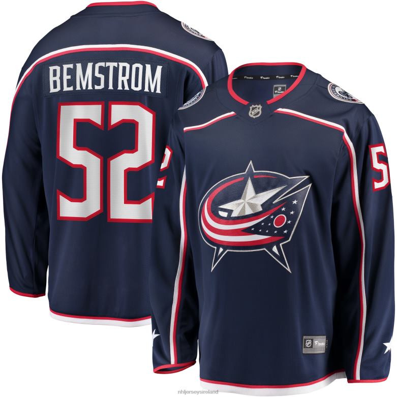 NHL Men Columbus Blue Jackets Emil Bemstrom Fanatics Branded Navy Home Breakaway Player Jersey D002V1644 Clothing