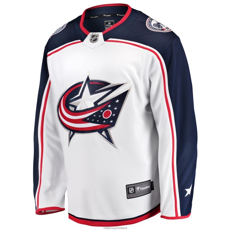 NHL Men Columbus Blue Jackets Fanatics Branded White Breakaway Away Jersey D002V1197 Clothing