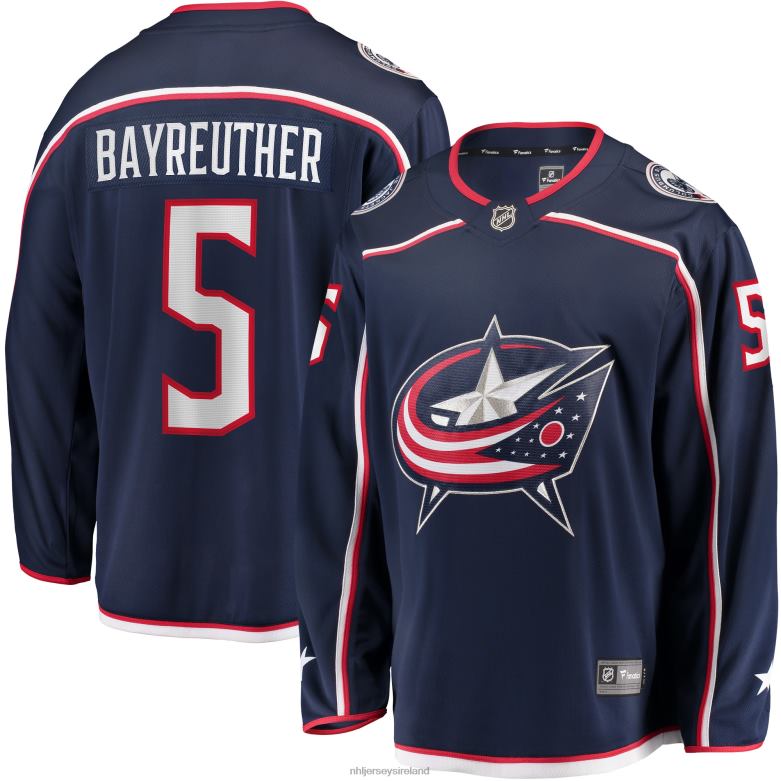 NHL Men Columbus Blue Jackets Gavin Bayreuther Fanatics Branded Navy Home Breakaway Player Jersey D002V2301 Clothing