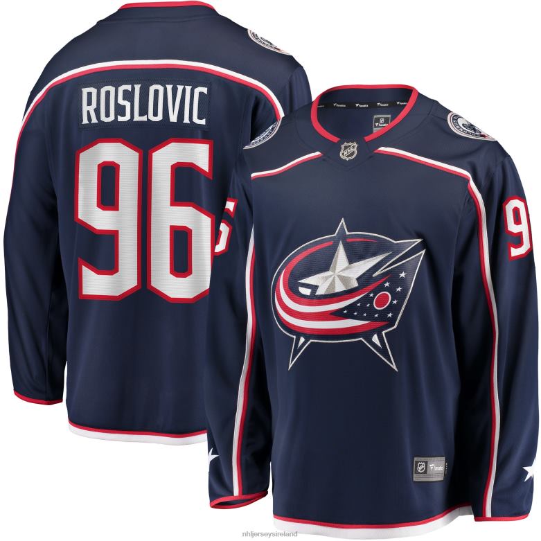 NHL Men Columbus Blue Jackets Jack Roslovic Fanatics Branded Navy Home Breakaway Jersey D002V1764 Clothing