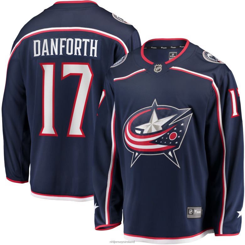 NHL Men Columbus Blue Jackets Justin Danforth Fanatics Branded Navy Home Breakaway Player Jersey D002V2201 Clothing