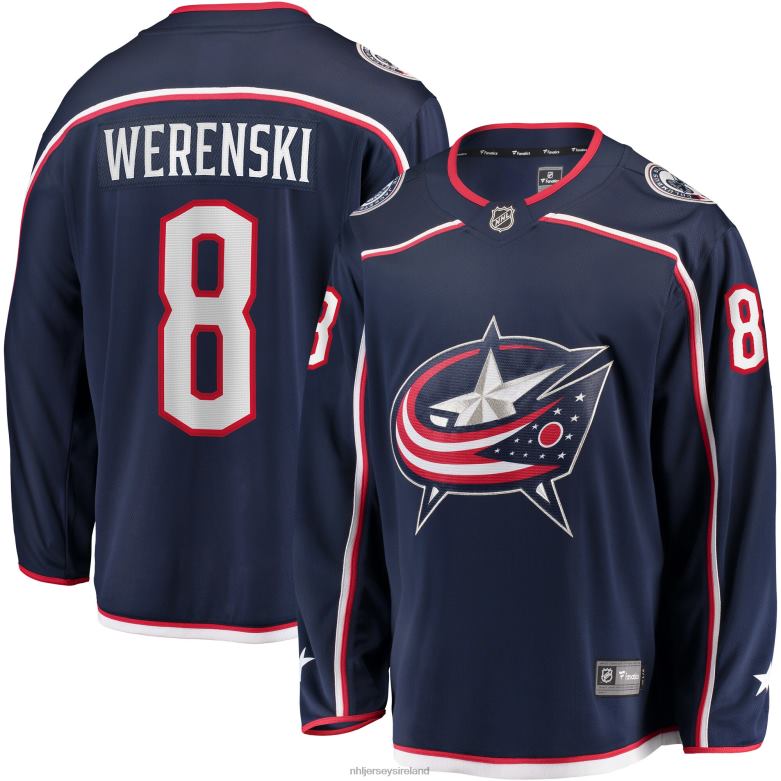NHL Men Columbus Blue Jackets Zach Werenski Fanatics Branded Navy Home Premier Breakaway Player Jersey D002V1416 Clothing