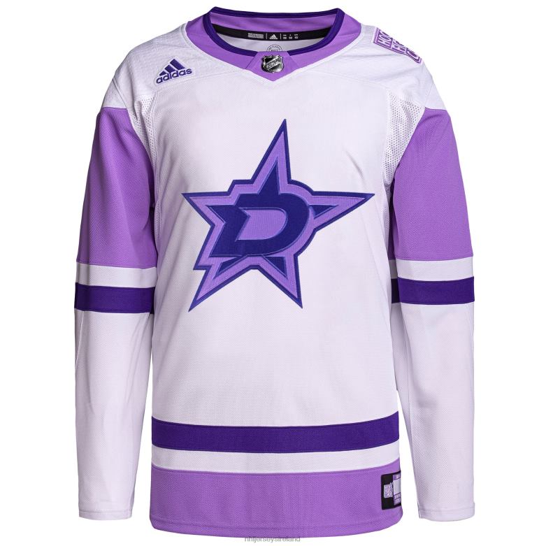 NHL Men Dallas Stars Adidas White/Purple Hockey Fights Cancer Primegreen Authentic Blank Practice Jersey D002V807 Clothing