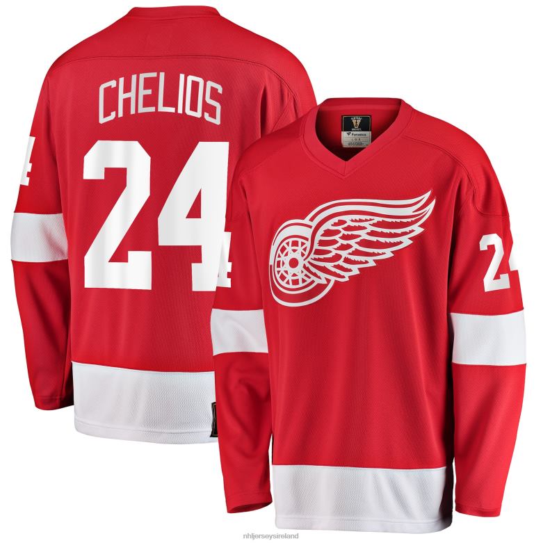 NHL Men Detroit Red Wings Chris Chelios Fanatics Branded Red Premier Breakaway Retired Player Jersey D002V578 Clothing