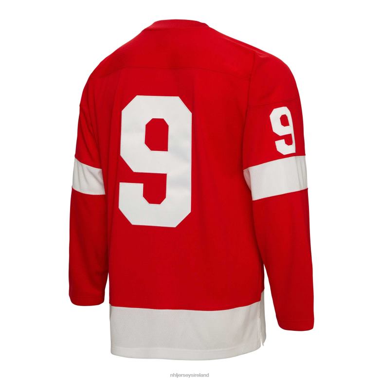 NHL Men Detroit Red Wings Gordie Howe Mitchell  Ness Red 1960 Blue Line Player Jersey D002V642 Clothing