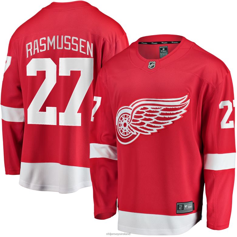 NHL Men Detroit Red Wings Michael Rasmussen Fanatics Branded Red Home Breakaway Player Jersey D002V1564 Clothing