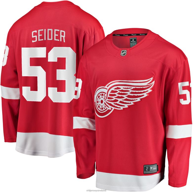 NHL Men Detroit Red Wings Moritz Seider Fanatics Branded Red Home Breakaway Player Jersey D002V125 Clothing