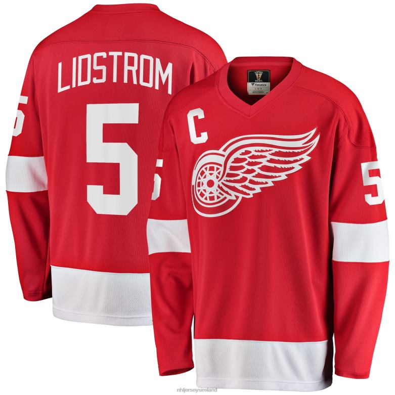 NHL Men Detroit Red Wings Nicklas Lidstrom Fanatics Branded Red Premier Breakaway Retired Player Jersey D002V204 Clothing