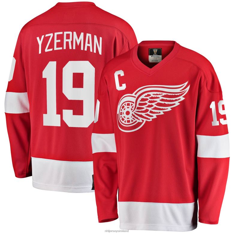 NHL Men Detroit Red Wings Steve Yzerman Fanatics Branded Red Premier Breakaway Retired Player Jersey D002V89 Clothing