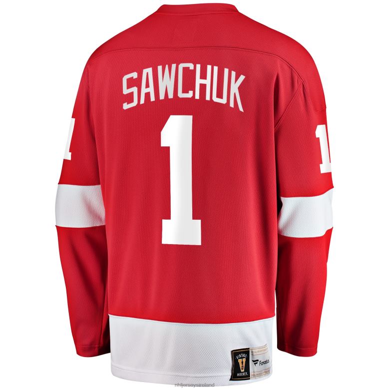 NHL Men Detroit Red Wings Terry Sawchuk Fanatics Branded Red Premier Breakaway Retired Player Jersey D002V1290 Clothing