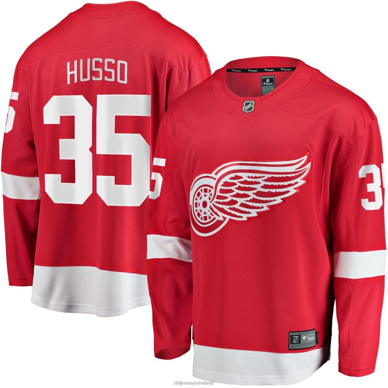 NHL Men Detroit Red Wings Ville Husso Fanatics Branded Red Home Breakaway Player Jersey D002V1004 Clothing