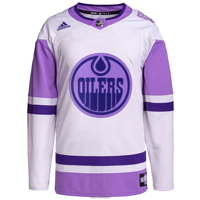 NHL Men Edmonton Oilers Adidas White/Purple Hockey Fights Cancer Primegreen Authentic Blank Practice Jersey D002V1546 Clothing