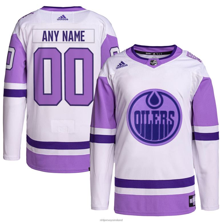 NHL Men Edmonton Oilers Adidas White/Purple Hockey Fights Cancer Primegreen Authentic Custom Jersey D002V2087 Clothing