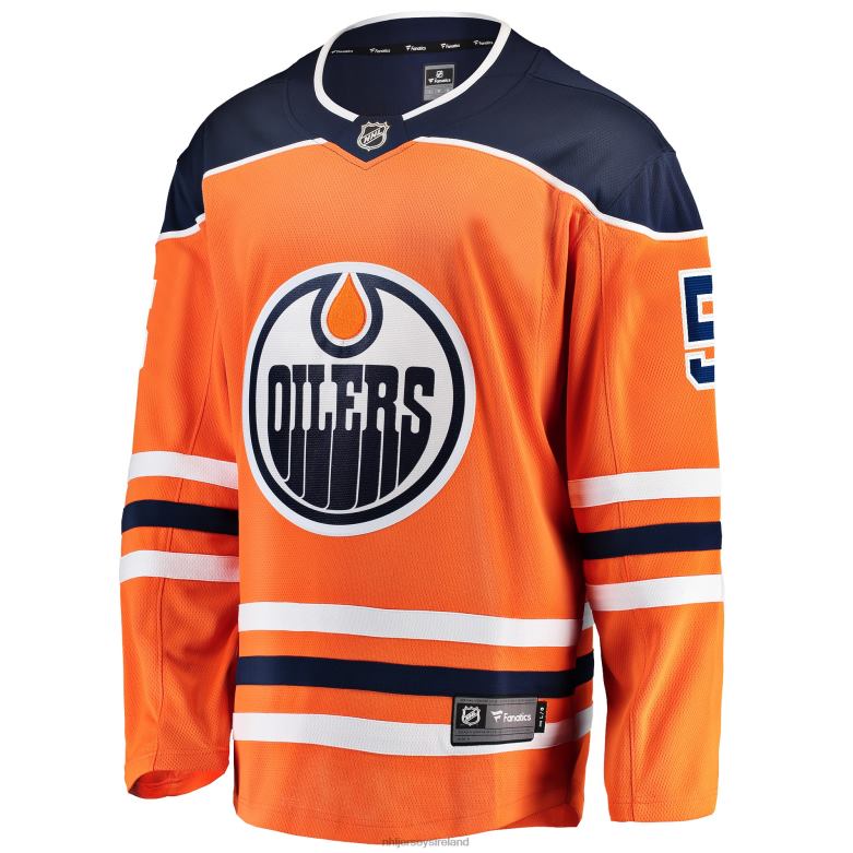 NHL Men Edmonton Oilers Cody Ceci Fanatics Branded Orange Home Breakaway Player Jersey D002V2032 Clothing