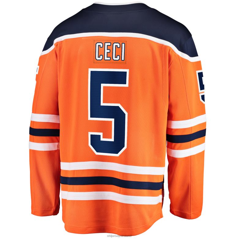 NHL Men Edmonton Oilers Cody Ceci Fanatics Branded Orange Home Breakaway Player Jersey D002V2032 Clothing