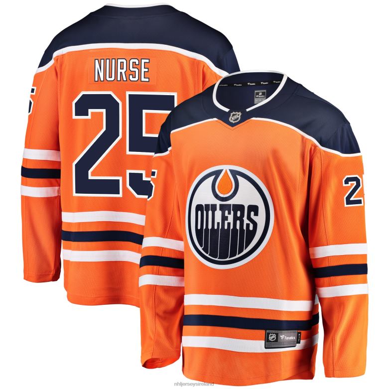 NHL Men Edmonton Oilers Darnell Nurse Fanatics Branded Orange Breakaway Player Jersey D002V1755 Clothing