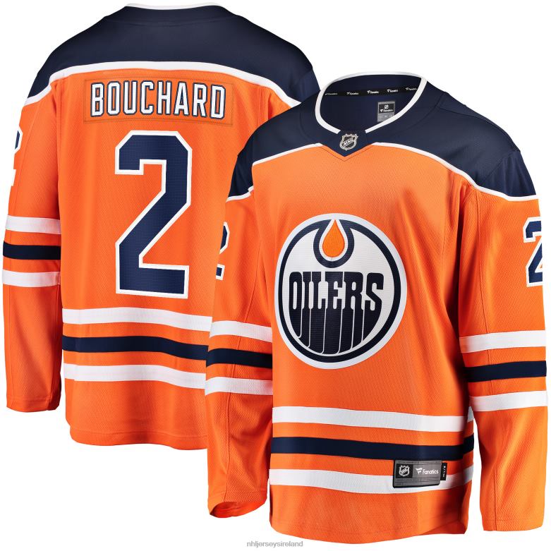 NHL Men Edmonton Oilers Evan Bouchard Fanatics Branded Orange Home Breakaway Jersey D002V1687 Clothing