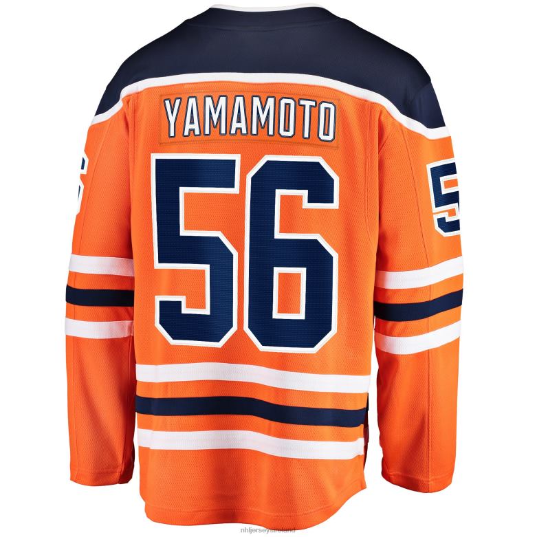 NHL Men Edmonton Oilers Kailer Yamamoto Fanatics Branded Orange Home Breakaway Player Jersey D002V1466 Clothing