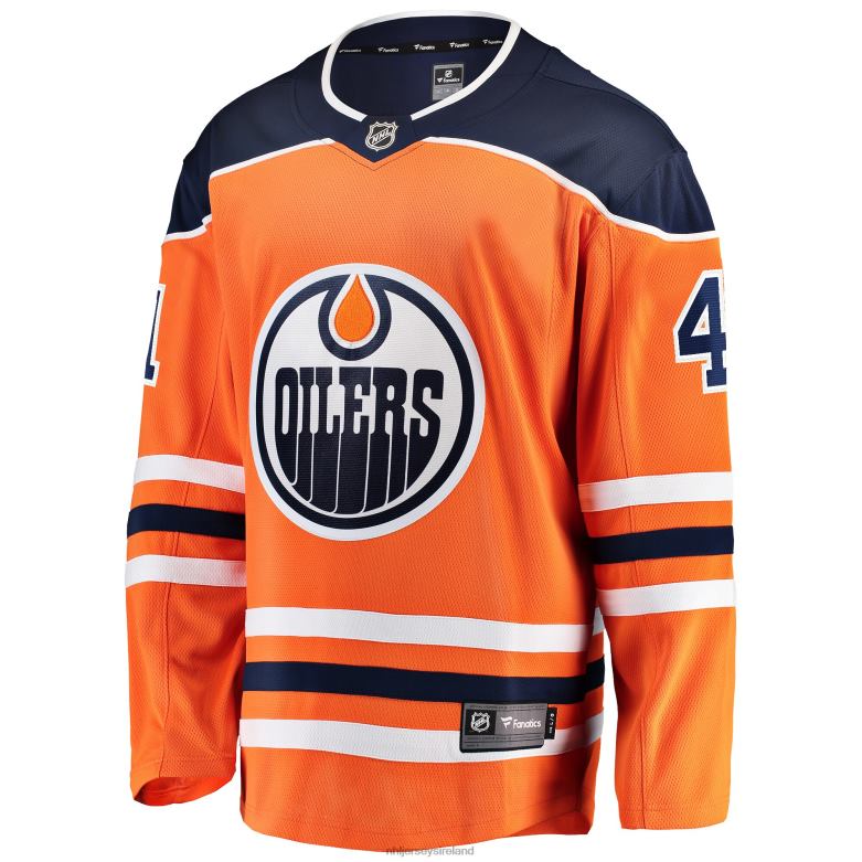 NHL Men Edmonton Oilers Mike Smith Fanatics Branded Orange Breakaway Team Color Player Jersey D002V1583 Clothing