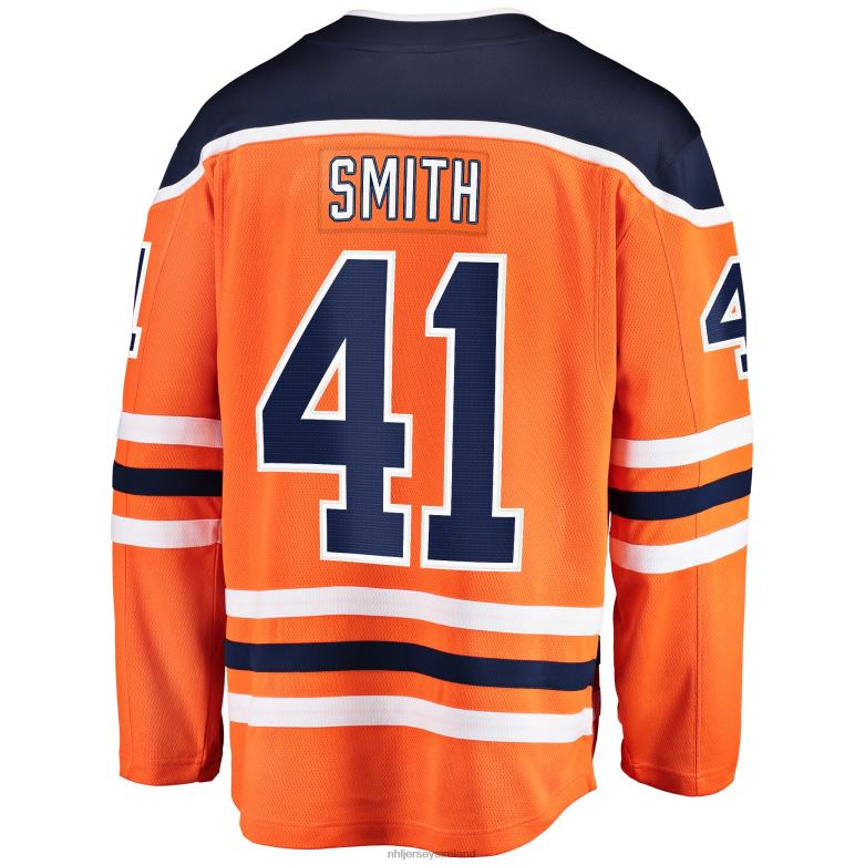 NHL Men Edmonton Oilers Mike Smith Fanatics Branded Orange Breakaway Team Color Player Jersey D002V1583 Clothing