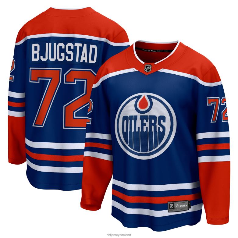 NHL Men Edmonton Oilers Nick Bjugstad Fanatics Branded Royal Home Breakaway Jersey D002V858 Clothing