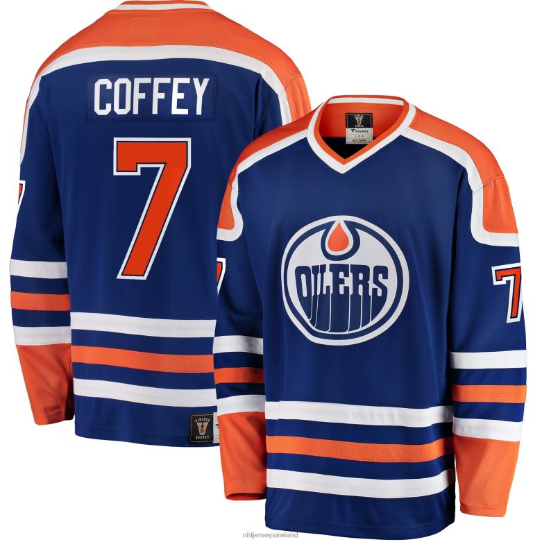 NHL Men Edmonton Oilers Paul Coffey Fanatics Branded Blue Premier Breakaway Retired Player Jersey D002V912 Clothing