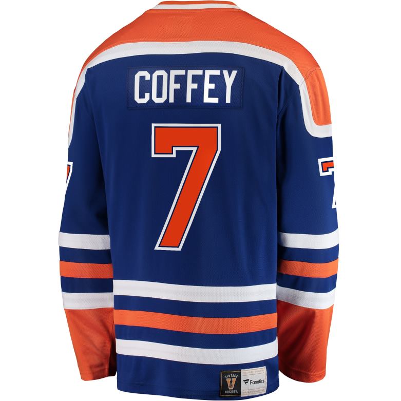 NHL Men Edmonton Oilers Paul Coffey Fanatics Branded Blue Premier Breakaway Retired Player Jersey D002V912 Clothing