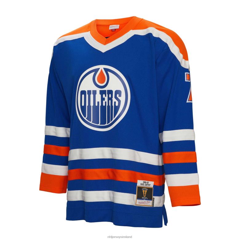 NHL Men Edmonton Oilers Paul Coffey Mitchell  Ness Royal 1986 Blue Line Player Jersey D002V1463 Clothing