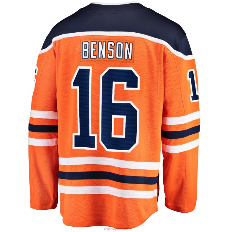 NHL Men Edmonton Oilers Tyler Benson Fanatics Branded Orange Home Breakaway Player Jersey D002V2028 Clothing