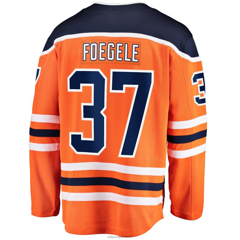 NHL Men Edmonton Oilers Warren Foegele Fanatics Branded Orange Home Breakaway Player Jersey D002V2031 Clothing