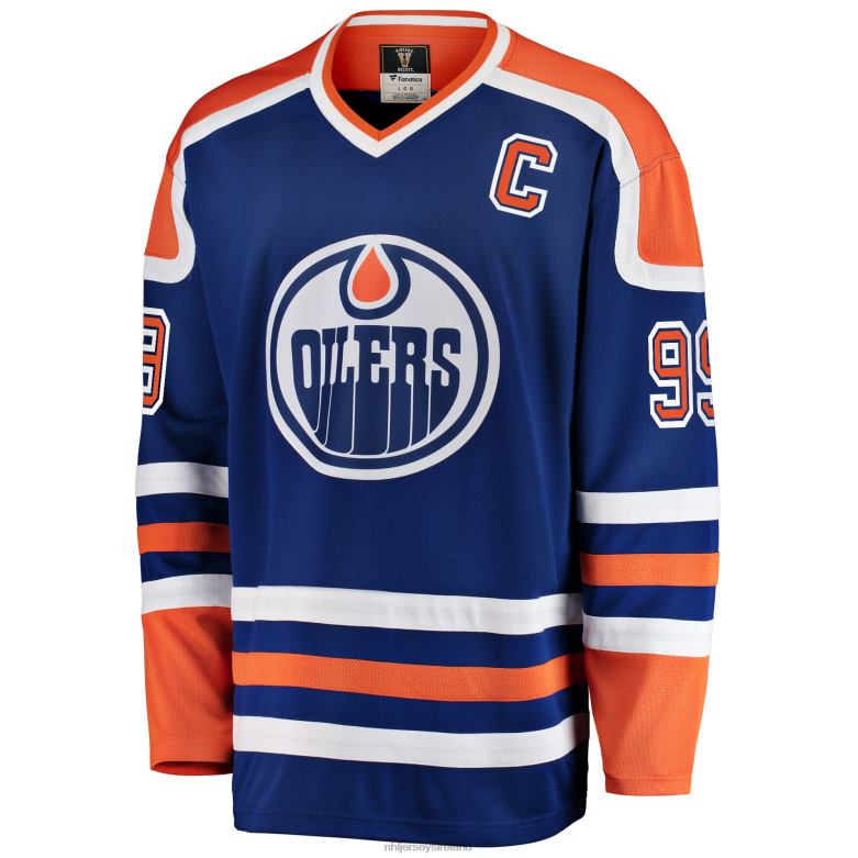 NHL Men Edmonton Oilers Wayne Gretzky Fanatics Branded Blue Premier Breakaway Retired Player Jersey D002V2 Clothing
