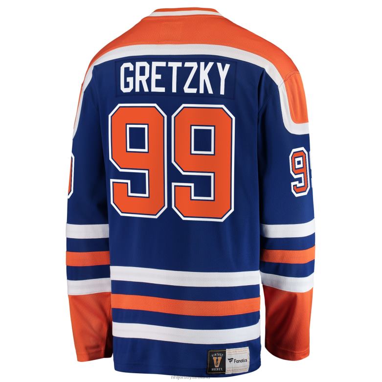 NHL Men Edmonton Oilers Wayne Gretzky Fanatics Branded Blue Premier Breakaway Retired Player Jersey D002V2 Clothing