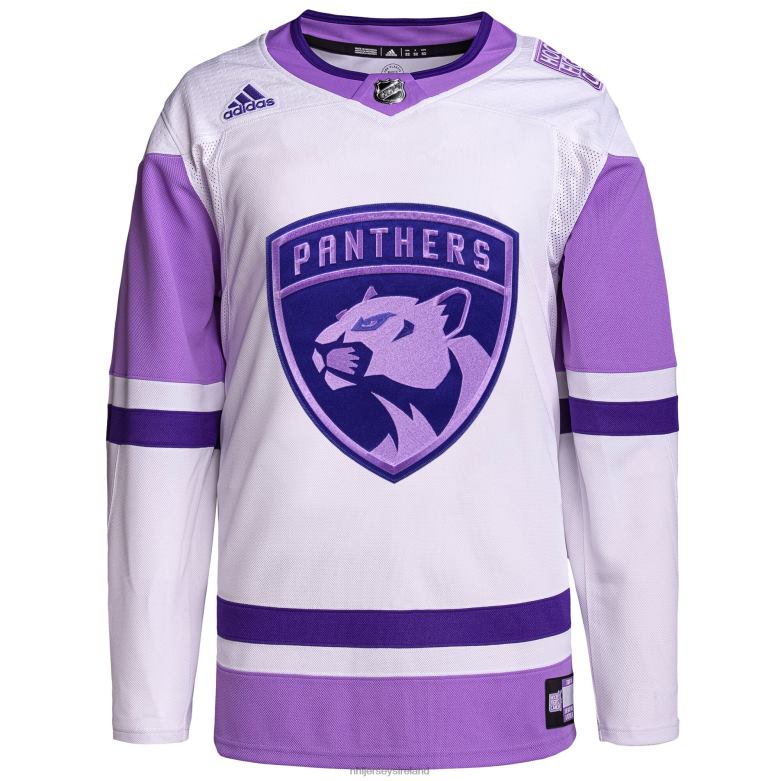 NHL Men Florida Panthers Adidas White/Purple Hockey Fights Cancer Primegreen Authentic Blank Practice Jersey D002V1122 Clothing