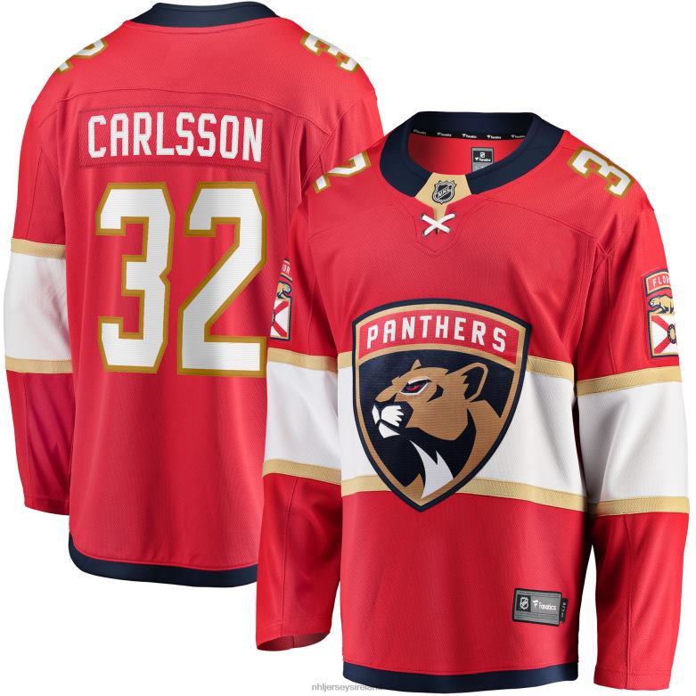 NHL Men Florida Panthers Lucas Carlsson Fanatics Branded Red Home Breakaway Player Jersey D002V2357 Clothing
