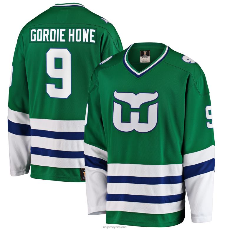 NHL Men Hartford Whalers Gordie Howe Fanatics Branded Green Premier Breakaway Retired Player Jersey D002V308 Clothing
