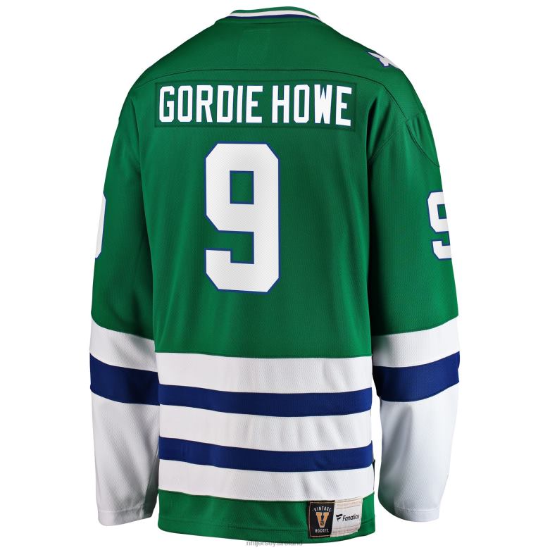 NHL Men Hartford Whalers Gordie Howe Fanatics Branded Green Premier Breakaway Retired Player Jersey D002V308 Clothing