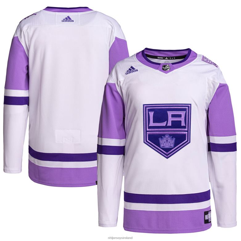 NHL Men Los Angeles Kings Adidas White/Purple Hockey Fights Cancer Primegreen Authentic Blank Practice Jersey D002V751 Clothing