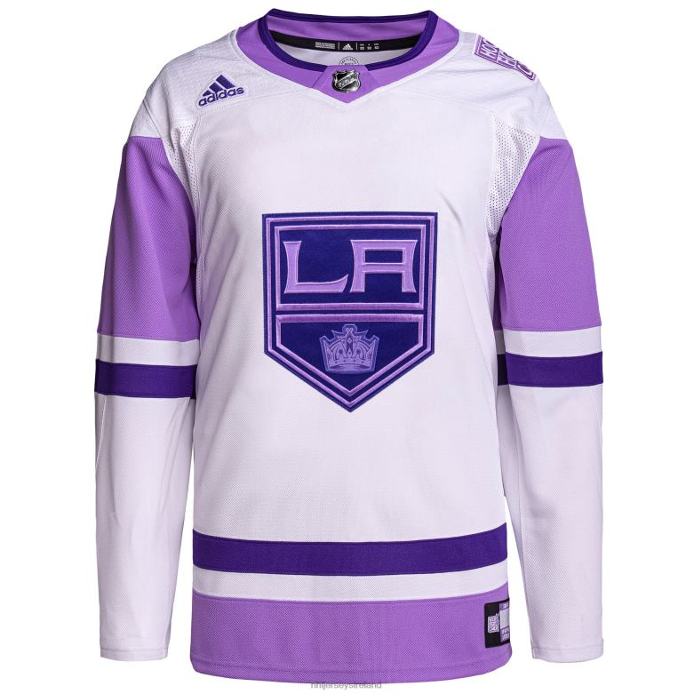 NHL Men Los Angeles Kings Adidas White/Purple Hockey Fights Cancer Primegreen Authentic Blank Practice Jersey D002V751 Clothing