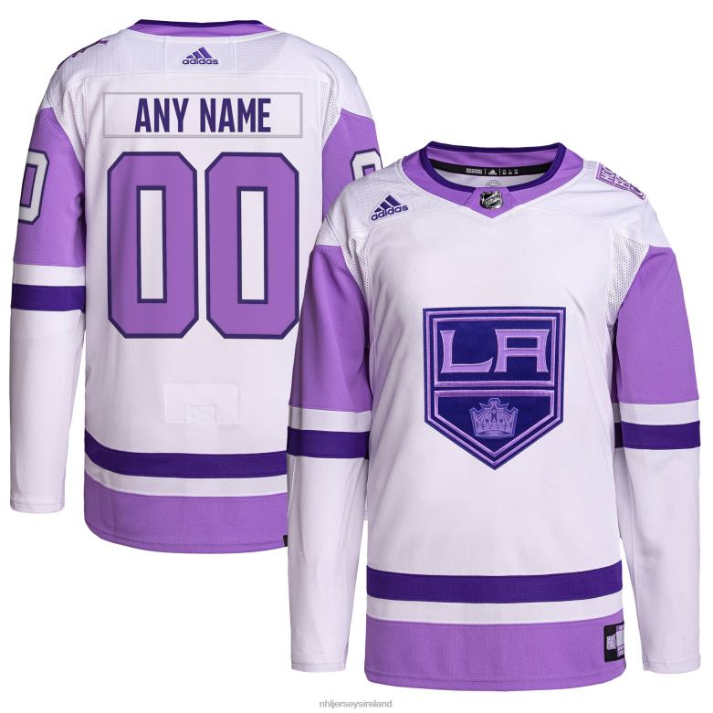 NHL Men Los Angeles Kings Adidas White/Purple Hockey Fights Cancer Primegreen Authentic Custom Jersey D002V2124 Clothing