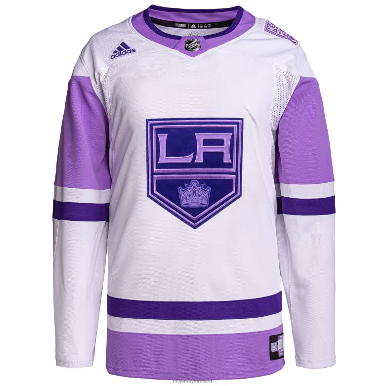 NHL Men Los Angeles Kings Adidas White/Purple Hockey Fights Cancer Primegreen Authentic Custom Jersey D002V2124 Clothing