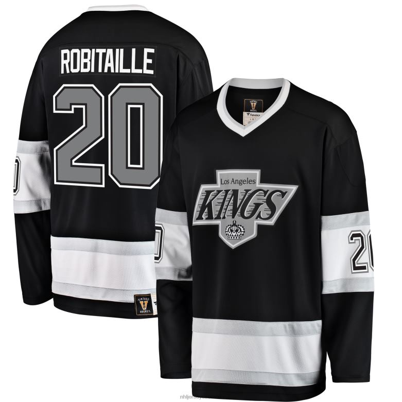 NHL Men Los Angeles Kings Luc Robitaille Fanatics Branded Black Premier Breakaway Retired Player Jersey D002V317 Clothing