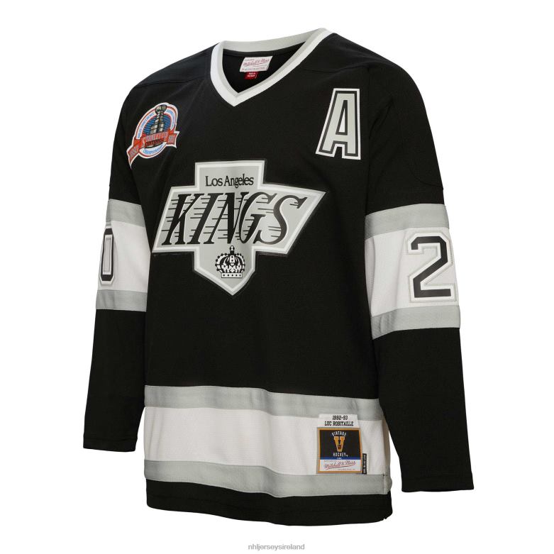 NHL Men Los Angeles Kings Luc Robitaille Mitchell  Ness Black 1992 Blue Line Player Jersey D002V564 Clothing