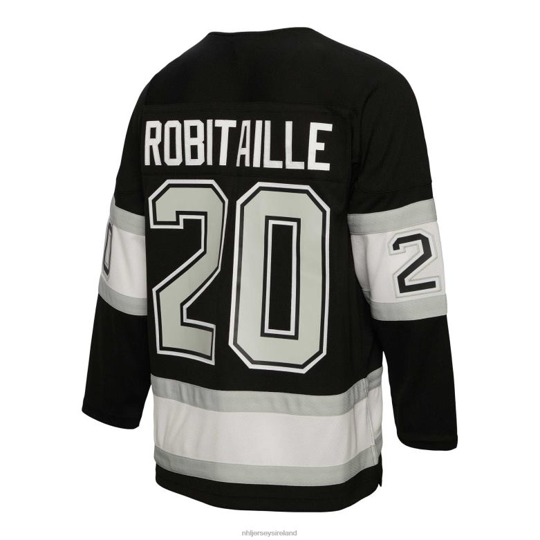NHL Men Los Angeles Kings Luc Robitaille Mitchell  Ness Black 1992 Blue Line Player Jersey D002V564 Clothing