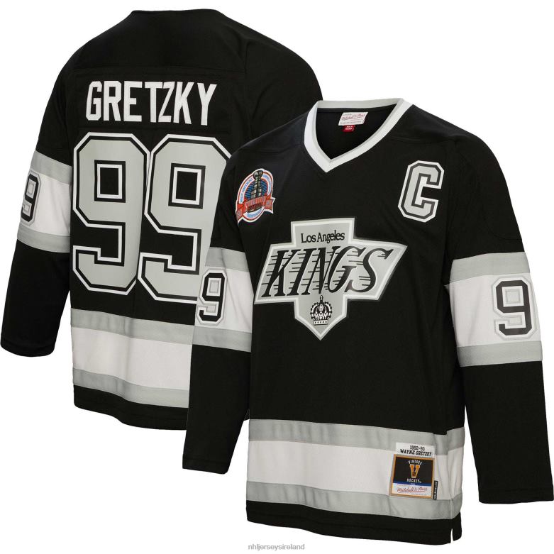 NHL Men Los Angeles Kings Wayne Gretzky Mitchell  Ness Black 1992 Blue Line Player Jersey D002V142 Clothing