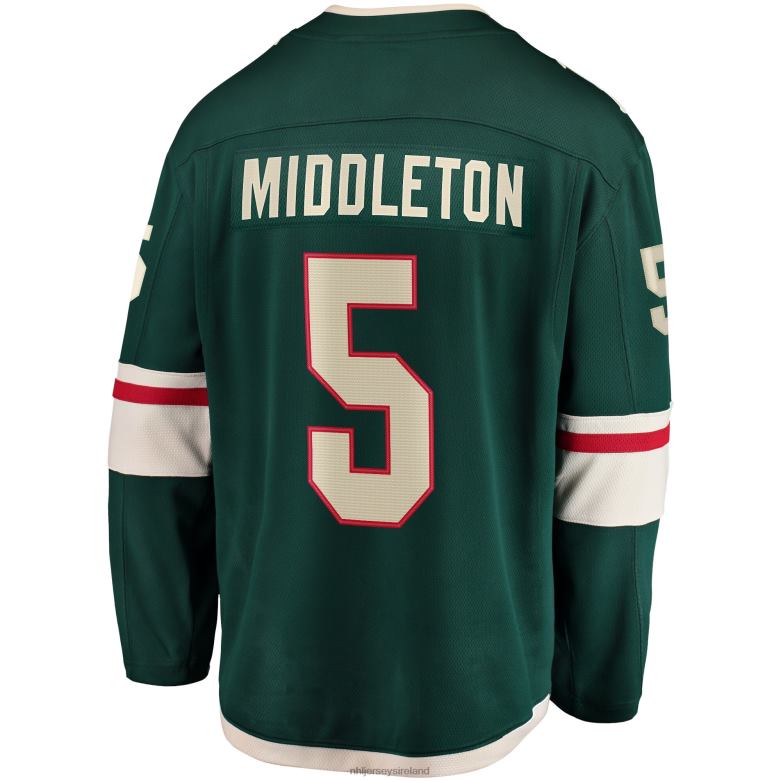 NHL Men Minnesota Wild Jake Middleton Fanatics Branded Green Home Breakaway Player Jersey D002V902 Clothing